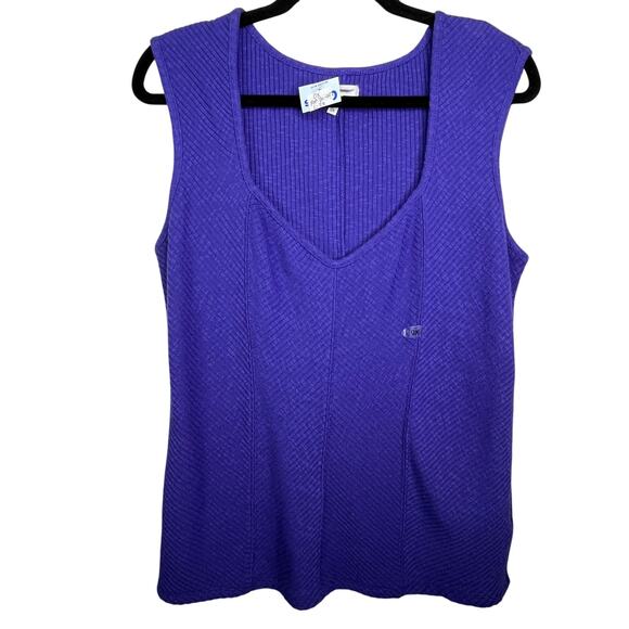 Maurice’s Ribbed Purple V Neck Panel Knit Tank Top Textured Corset Plus Size 0X - Picture 2 of 7